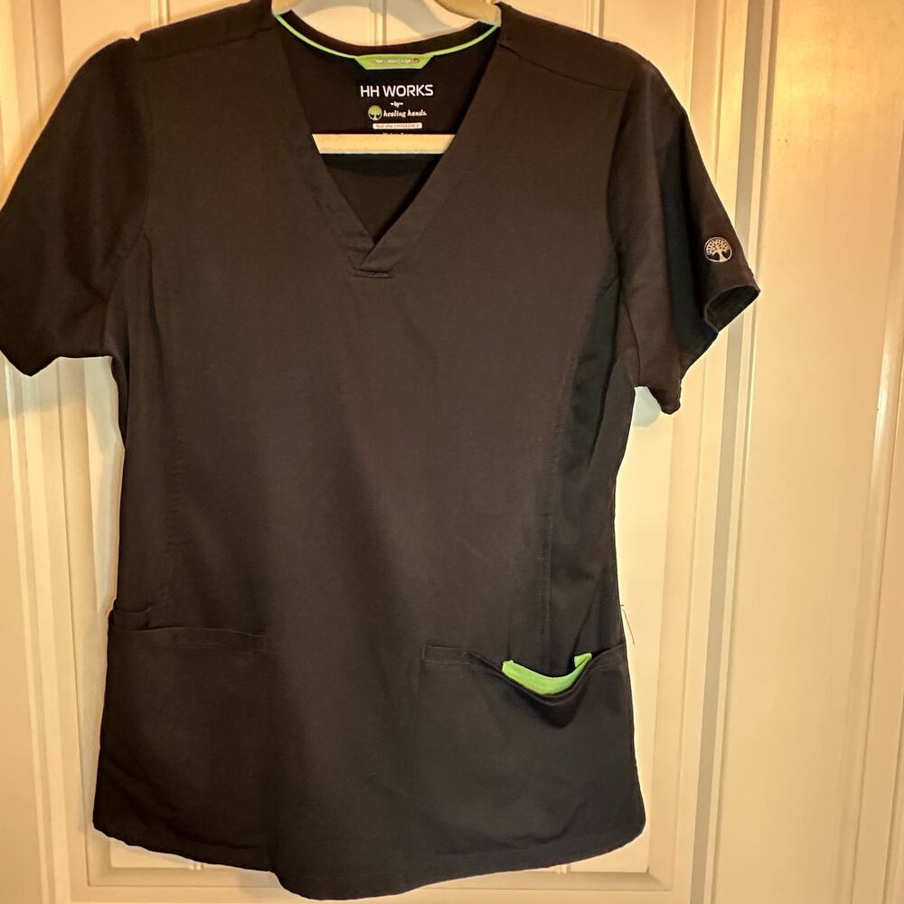 Healing Hands Scrubs HH Works Monica Top  2500 KHAKI black
